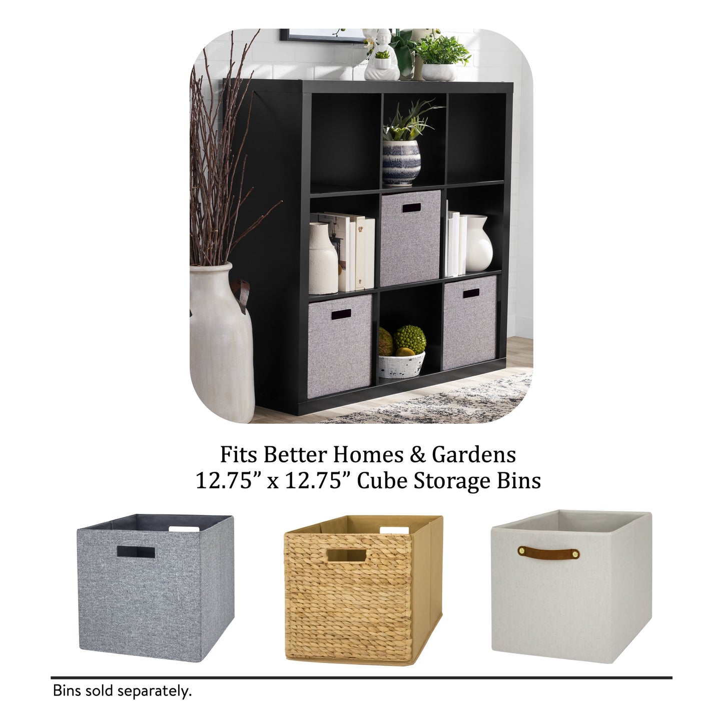 9 Cube Storage Organizer, Solid Black