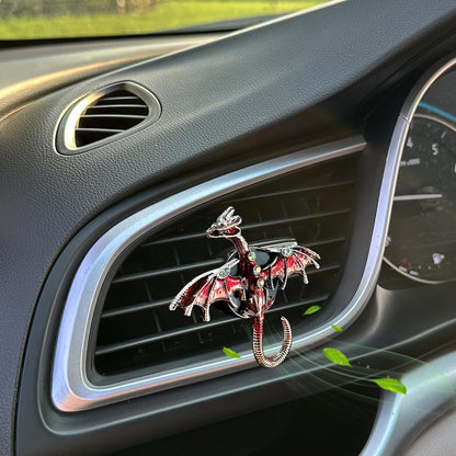 Dargon Air Vent Clips Car Air Freshener 2Pcs Bling Red Dragon Car Accessories Enamel Fire Dragon Wyvern Vent Clips Refillable Car Essential Oil Outlet Diffuser Gothic Car Decor