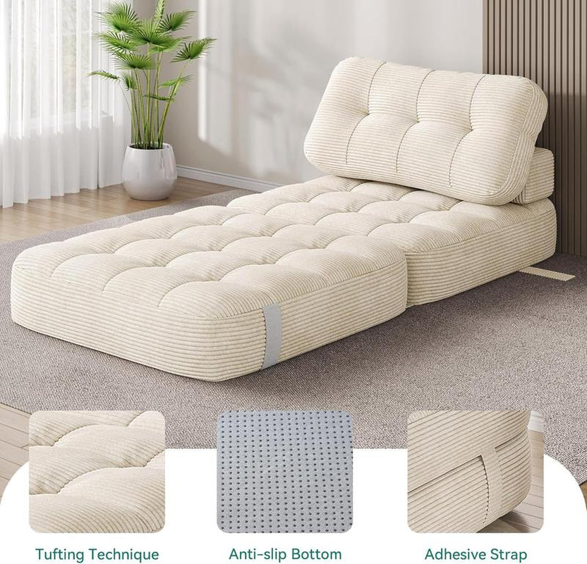 2-in-1 Foldable Sofa Bed - Ultra Comfy Chair Bed with Pillow & Support, Perfect Space Saver for Living Room & Guest Rooms