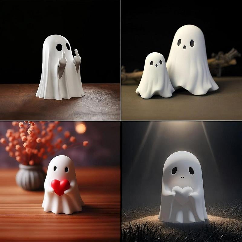 Cute Ghost Design Ornament, Spooky Resin Sculpture for Halloween, Perfect Indoor & Outdoor Home Decor, Unique Gift Idea, Collectible Figurine