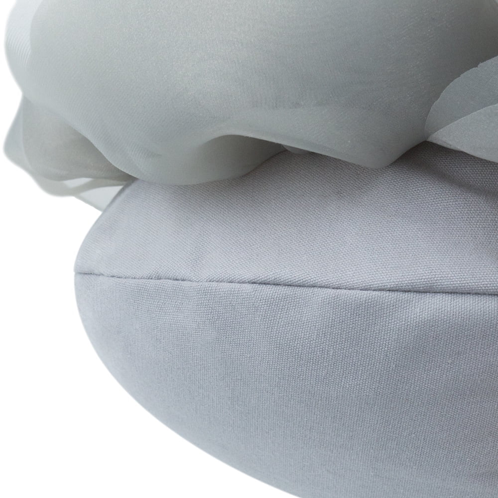 3D Handmade Soft round Decorative Gauze Rose Flower Accent Throw Pillows Cushion Cover with Insert 12 Inch Light Grey