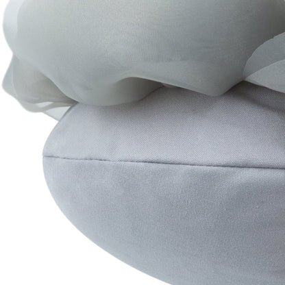3D Handmade Soft round Decorative Gauze Rose Flower Accent Throw Pillows Cushion Cover with Insert 12 Inch Light Grey