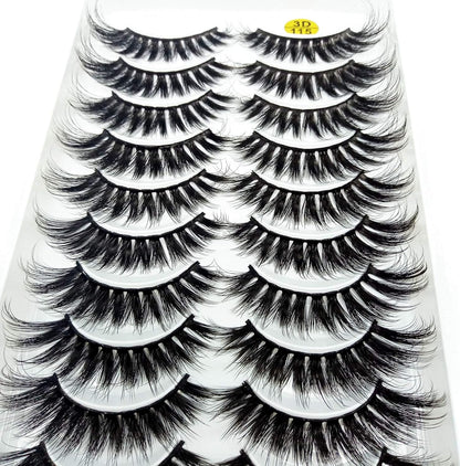 10 Pairs Natural False Eyelashes Fake Lashes Long Makeup 3D Mink Lashes Extension Eyelash Mink Eyelashes for Beauty (3D115)