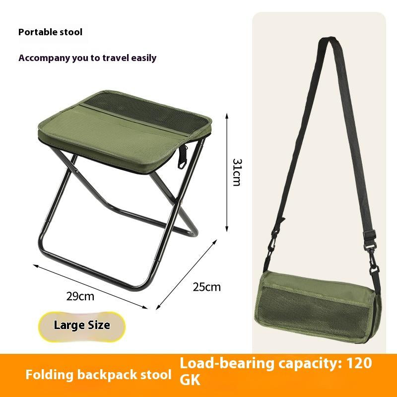 Portable Outdoor Folding Chair with Shoulder Strap 1.5Lbs Ultra Light Max Load Capacity 265Lbs Two Side Pockets Velcro Storage for Queuing Fishing Hiking Tours BBQ Parties Elderly Camping Equipment Supplies