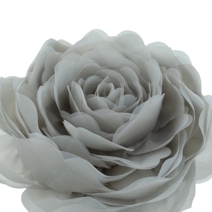 3D Handmade Soft round Decorative Gauze Rose Flower Accent Throw Pillows Cushion Cover with Insert 12 Inch Light Grey