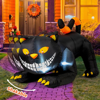Halloween Inflatable 6 FT Black Cat Inflatable Moving Head, Scary Halloween Decorations Black Cat with LED Lights Built-In, Halloween Outdoor Decorations Clearance for Holiday/Party/Yard/Garden