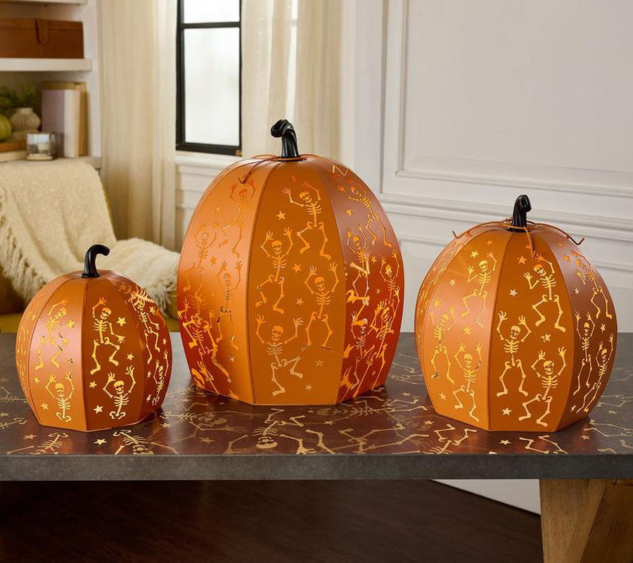 Lit Metal Stackable Skeleton Pumpin Set of 3!  Home Reflections 