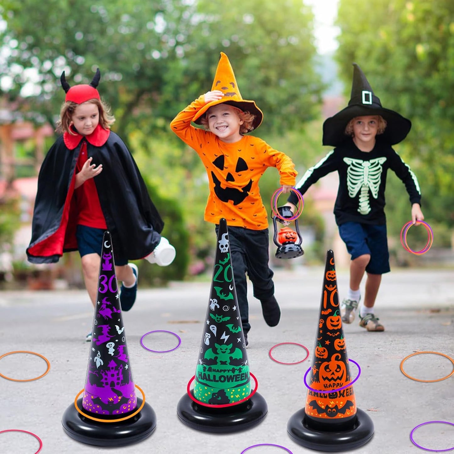  Witch Hat Ring Toss!   Halloween Inflatables Ring Toss Game 3 Pack- Fun Halloween Games,Toys & Party Supplies, Games & Toys for Kids Adults
