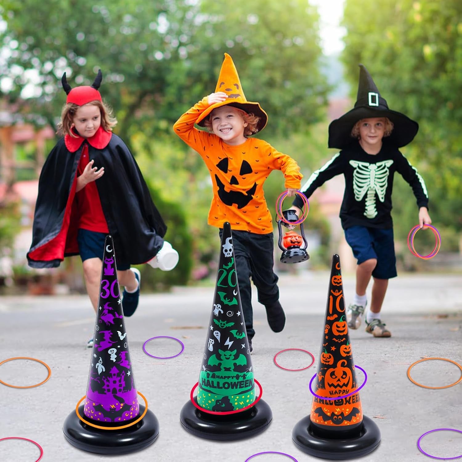  Witch Hat Ring Toss!   Halloween Inflatables Ring Toss Game 3 Pack- Fun Halloween Games,Toys & Party Supplies, Games & Toys for Kids Adults