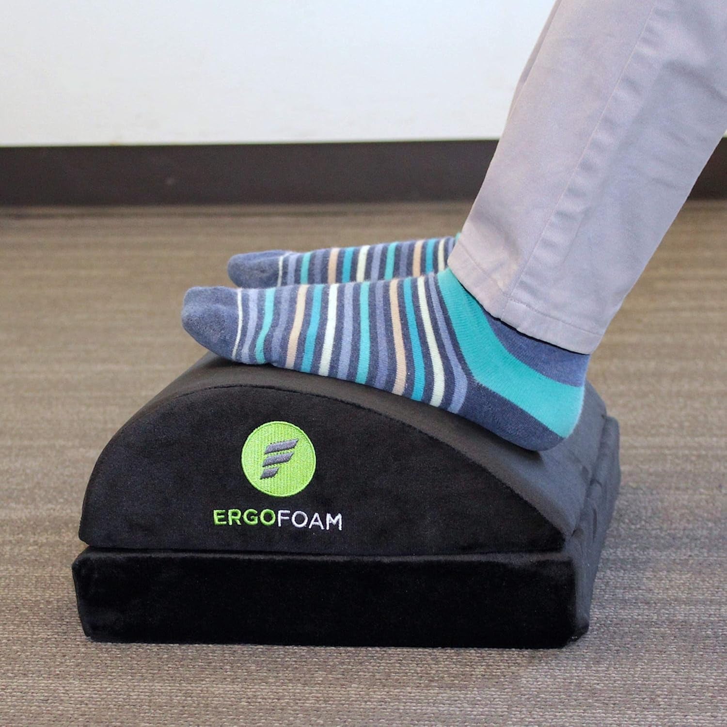 Chiropractor-Endorsed Orthopedic Teardrop Design 2In1 Adjustable under Desk Foot Rest for Lumbar Back Knee Pain (Black)