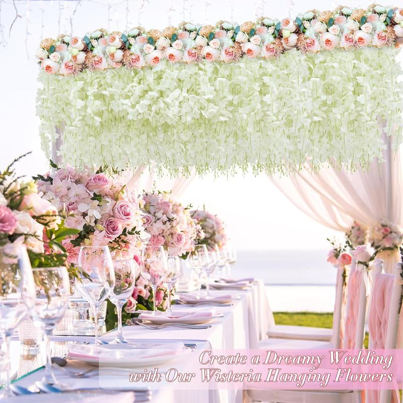 24 Pack Artificial Wisteria Vine Rattan Hanging Garland Silk Flowers String Home Party Wedding Decor Arch Party Garden Home Backdrop Decor