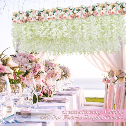 24 Pack Artificial Wisteria Vine Rattan Hanging Garland Silk Flowers String Home Party Wedding Decor Arch Party Garden Home Backdrop Decor