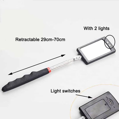 360° Inspection Mirror LED Light Telescoping Mirrors Extend Mechanic Tools Inspection Mirror Telescopic Handle Repairing Tools