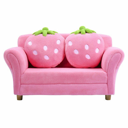 Kid Size! Strawberry Armrest Chair Sofa with 2 Cute Strawberry Pillows