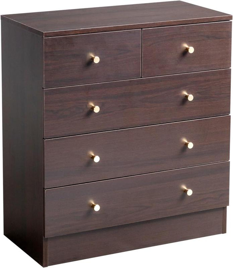 Pink/White/Brown/Grey - 5 Drawer Dresser for Bedroom, Modern Wood Dresser Chest of Drawers, Bedroom Dressers for Girls, Anti-Tipping Device, Rose Gold Metal Handle, Living Room, Entryway, Hallway, Office