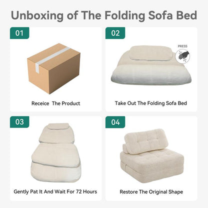 2-in-1 Foldable Sofa Bed - Ultra Comfy Chair Bed with Pillow & Support, Perfect Space Saver for Living Room & Guest Rooms