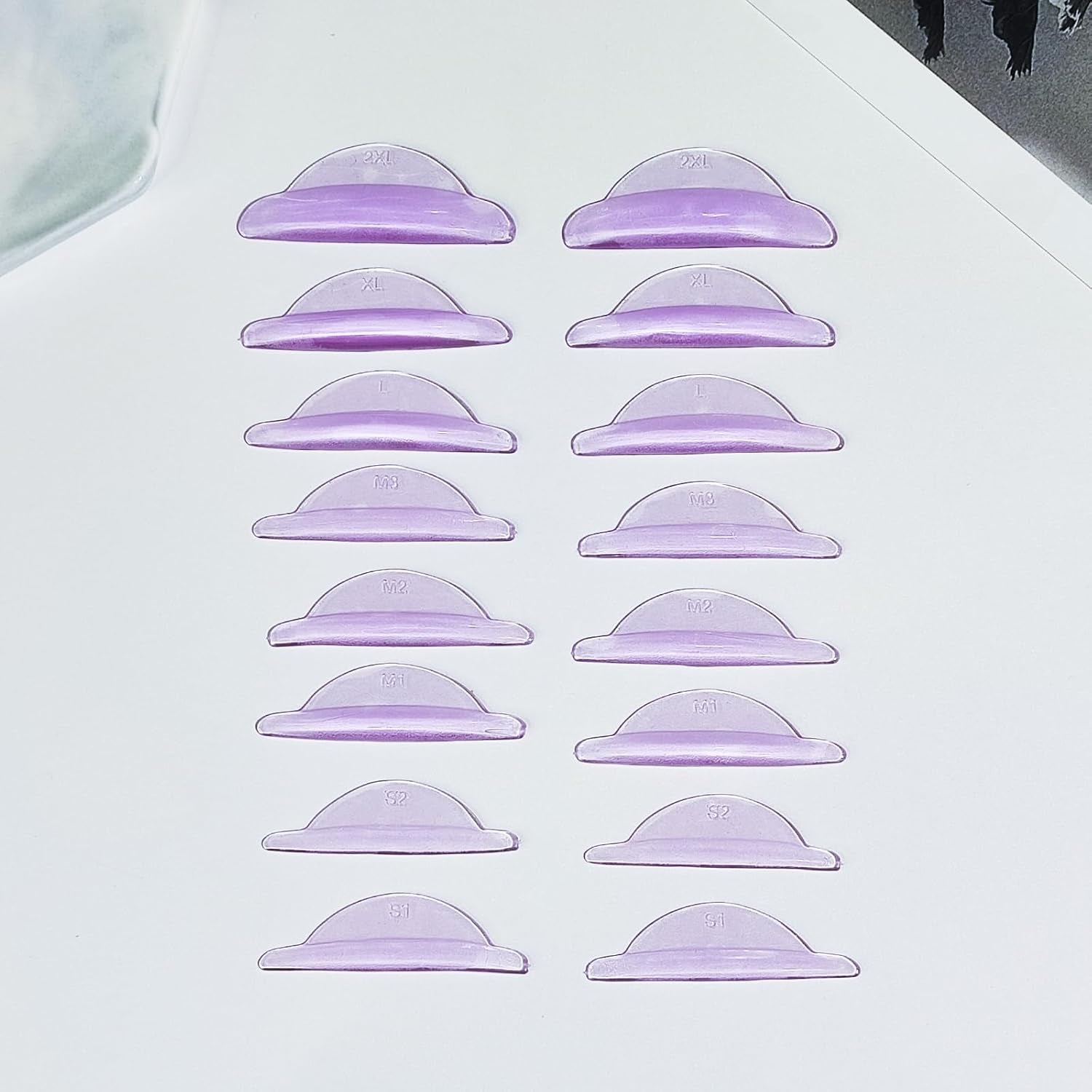 Lash Lift Pads, 16Pcs Reusable Soft Eyelash Perm Curler for Lash Lift Kit Self-Adhesive Ancillary Eyelash Curl Glue Free in Contact with Eyelids (Purple)