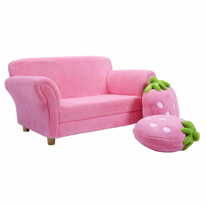 Kid Size! Strawberry Armrest Chair Sofa with 2 Cute Strawberry Pillows