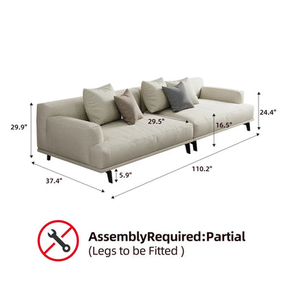 Reve Four-Seater Cotton and Linen Sofa with Pillows