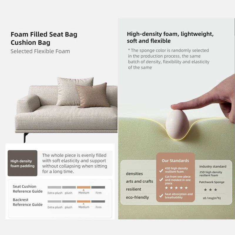 Reve Four-Seater Cotton and Linen Sofa with Pillows