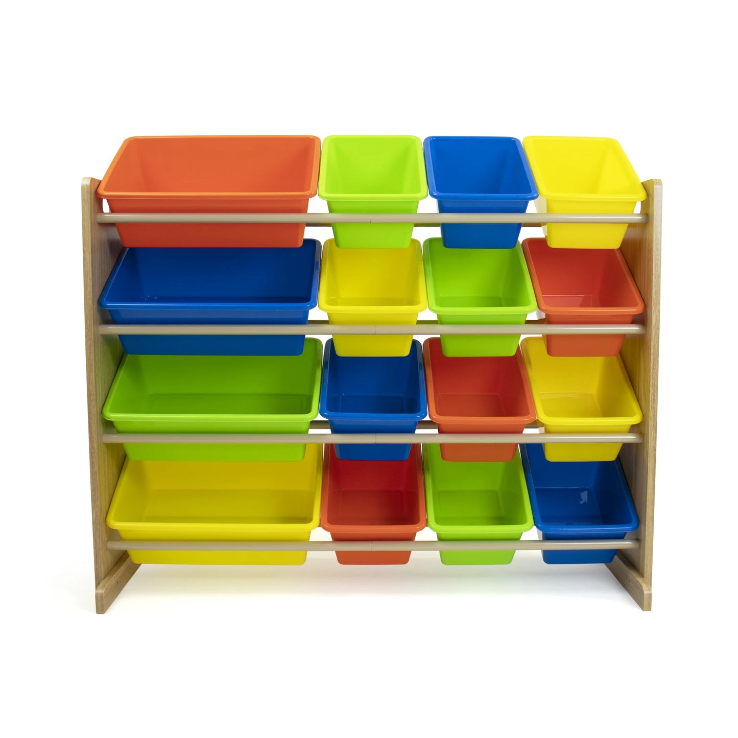 Kids Toy Storage Organizer with 16 Plastic Storage Bins, Natural/Multi Colors