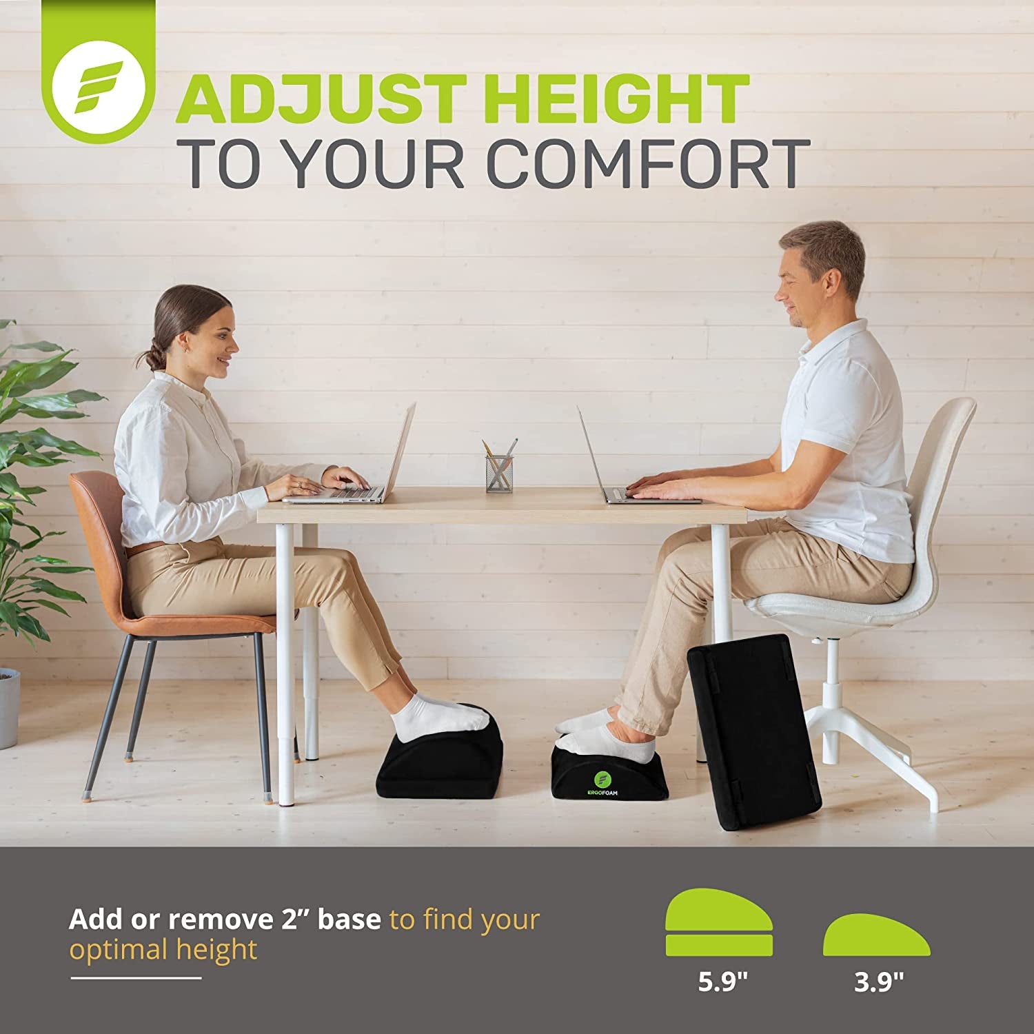Chiropractor-Endorsed Orthopedic Teardrop Design 2In1 Adjustable under Desk Foot Rest for Lumbar Back Knee Pain (Black)
