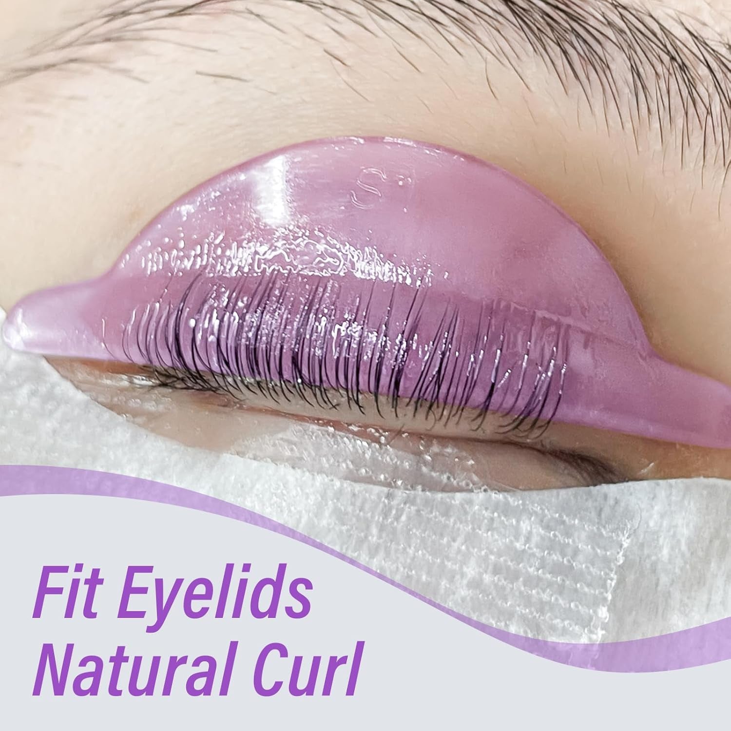 Lash Lift Pads, 16Pcs Reusable Soft Eyelash Perm Curler for Lash Lift Kit Self-Adhesive Ancillary Eyelash Curl Glue Free in Contact with Eyelids (Purple)