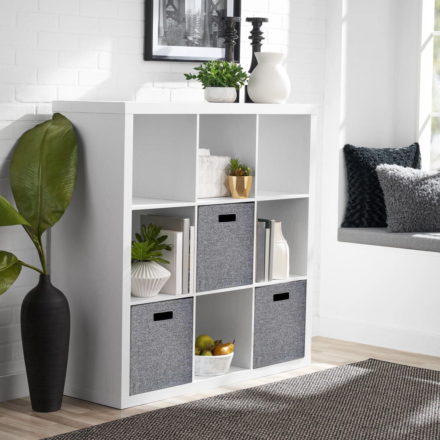 9 Cube Storage Organizer, White Texture