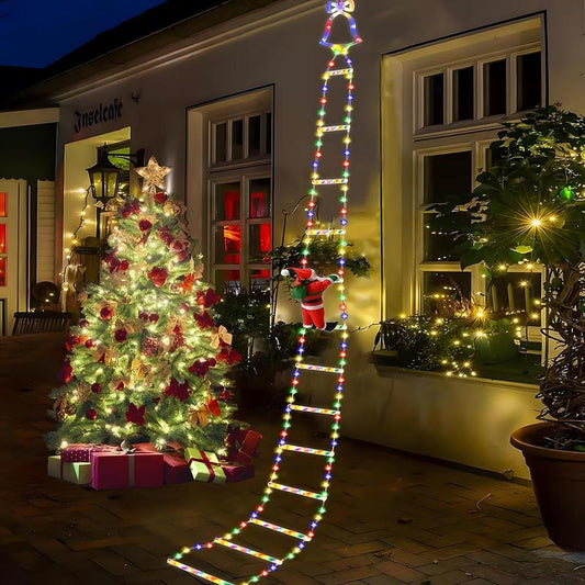 Christmas Santa Climbing Stairs Light, 8 Flashing Modes, Outdoor Indoor Holiday Party Decoration, Festive Christmas Decor, Party Decoration Supplies