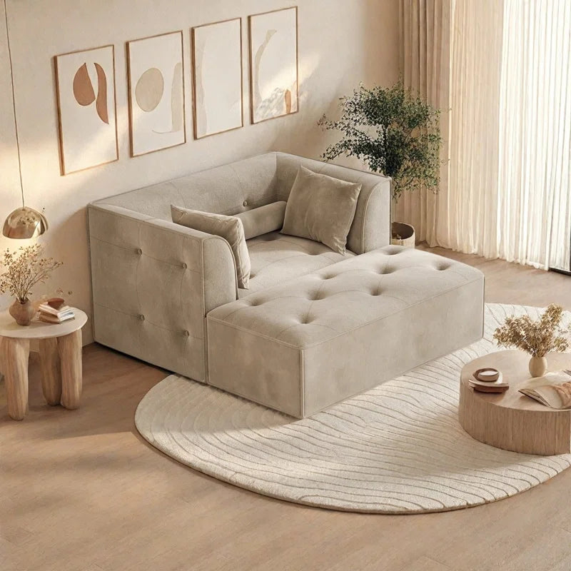 Modern Sofa with Removable Ottoman and Pillows