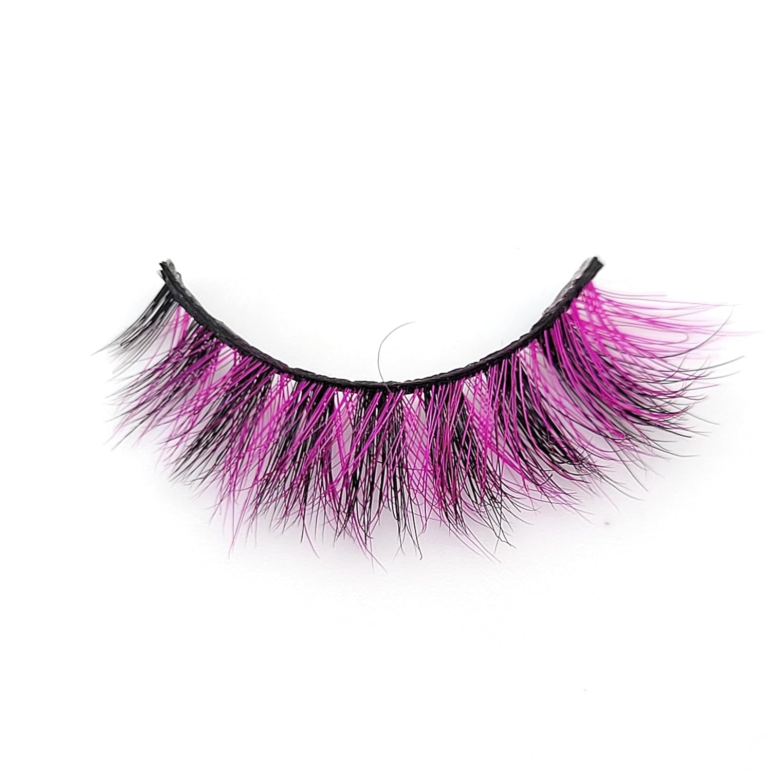 Colored Lashes 3D Real Mink Black and Pink Eyelashes Strips (M3D-318, 15Mm, 1 Pair)