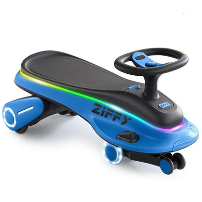 ZIFFY 6V 5.5A Electric Wiggle Car with Pedal, Light-Up, Rechargeable Battery, 2-In-1 Swing Car, 2 Speed Ride-On Toy, Anti-Rollover, Flashing Wheels, for Ages 3+ (Up to 170 Lbs),Blue&Pink Tiktokshopbacktoschool