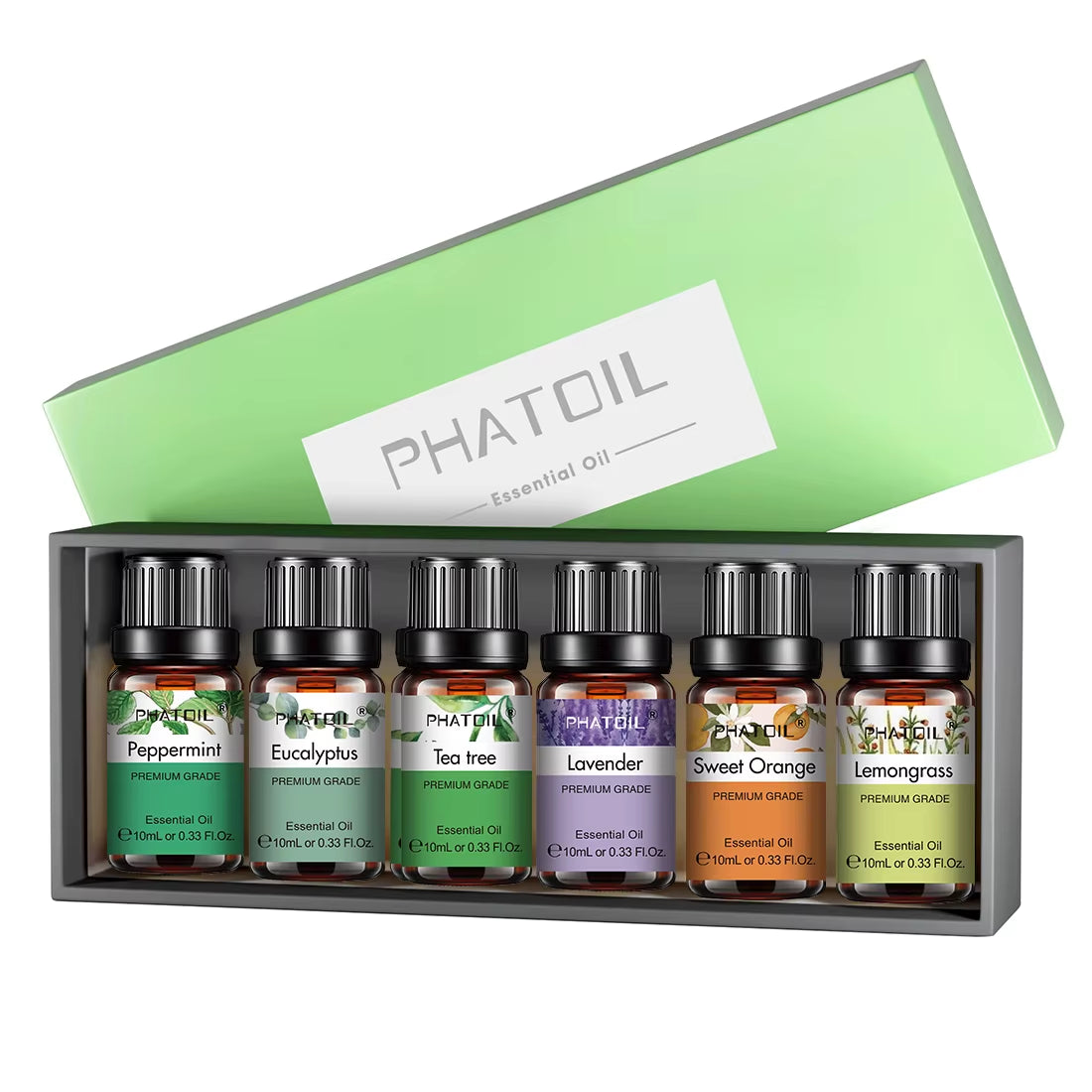 6Pcs Essential Oils Set for Diffuser Candle Making -10ML Lavender Eucalyptus Peppermint Tea Tree Sweet Orange Lemongrass
