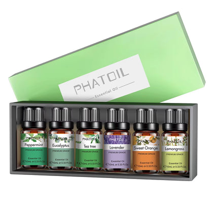 6Pcs Essential Oils Set for Diffuser Candle Making -10ML Lavender Eucalyptus Peppermint Tea Tree Sweet Orange Lemongrass