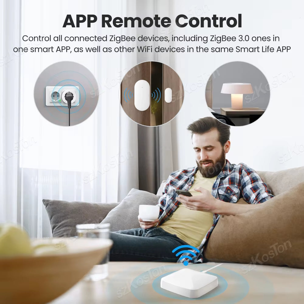 Smart Life Multi-Mode Gateway Smart Home Automation Hub Zigbee, Wifi Bridge Bluetooth Mesh Voice Control for Alexa Google