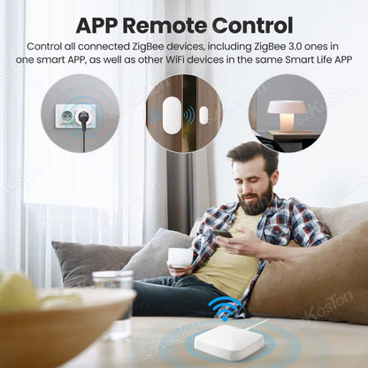 Smart Life Multi-Mode Gateway Smart Home Automation Hub Zigbee, Wifi Bridge Bluetooth Mesh Voice Control for Alexa Google