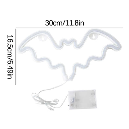 Neon Bat Shaped Wall Hanging Lamp Halloween Bedroom Home Party Bar Decoration Halloween Decorations
