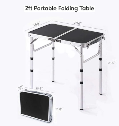 Camping Table with Detachable Net Layer Portable Small Folding Alumiumum Table Adjustable Height with 2 Hooks Easy Holders Sturdy Outdoor Picnic Beach BBQ Cooking
