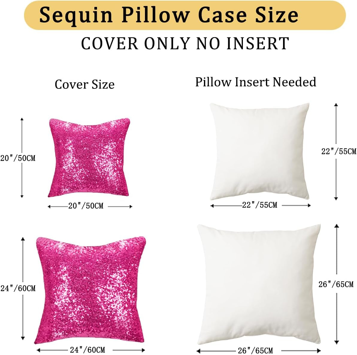 Sequin Pillow Case 24X24-Inch Hot Pink Sequins Decorative Throw Pillows Covers Sequins Pillow Cover Fuchsia Pillows Cushion Cover Sofa Accent Pillow Case Toss Pillows Cover