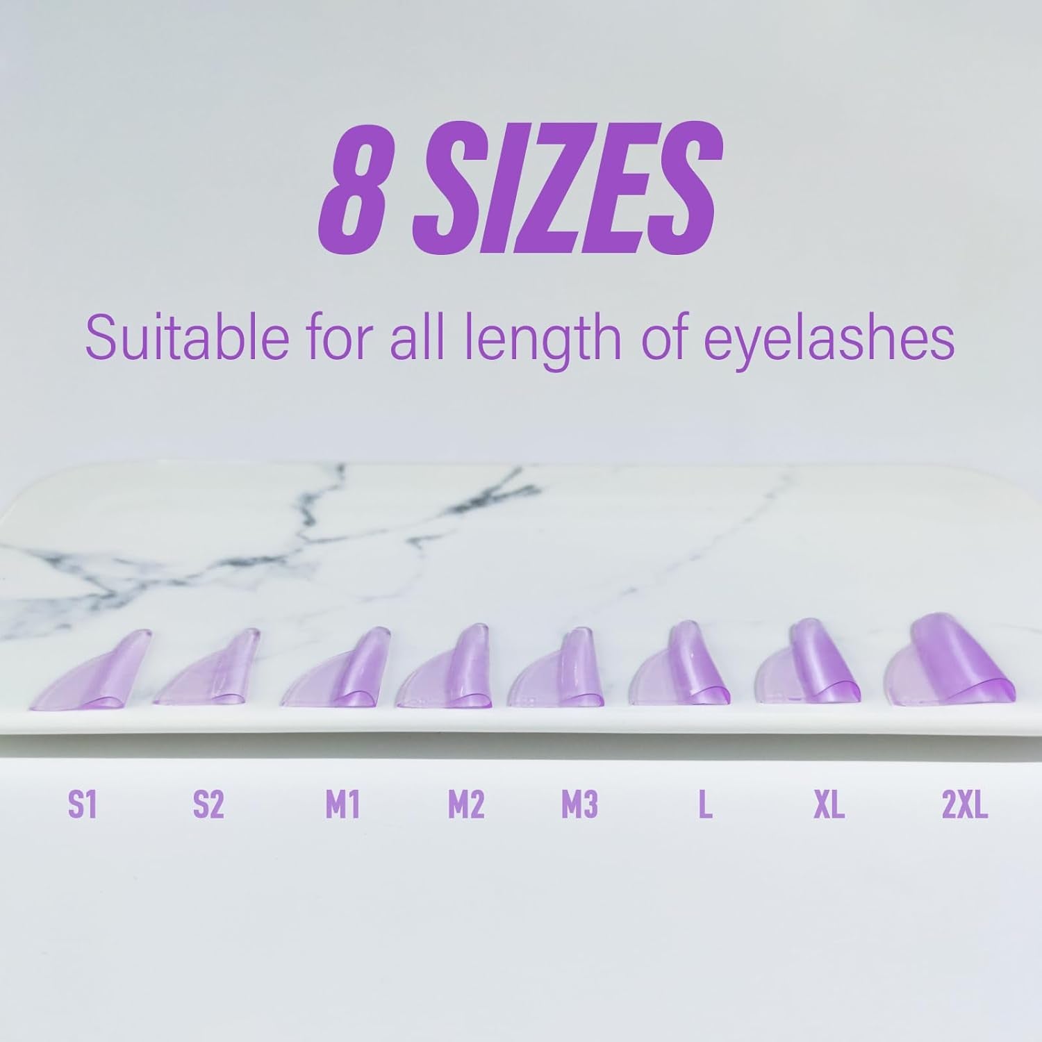 Lash Lift Pads, 16Pcs Reusable Soft Eyelash Perm Curler for Lash Lift Kit Self-Adhesive Ancillary Eyelash Curl Glue Free in Contact with Eyelids (Purple)
