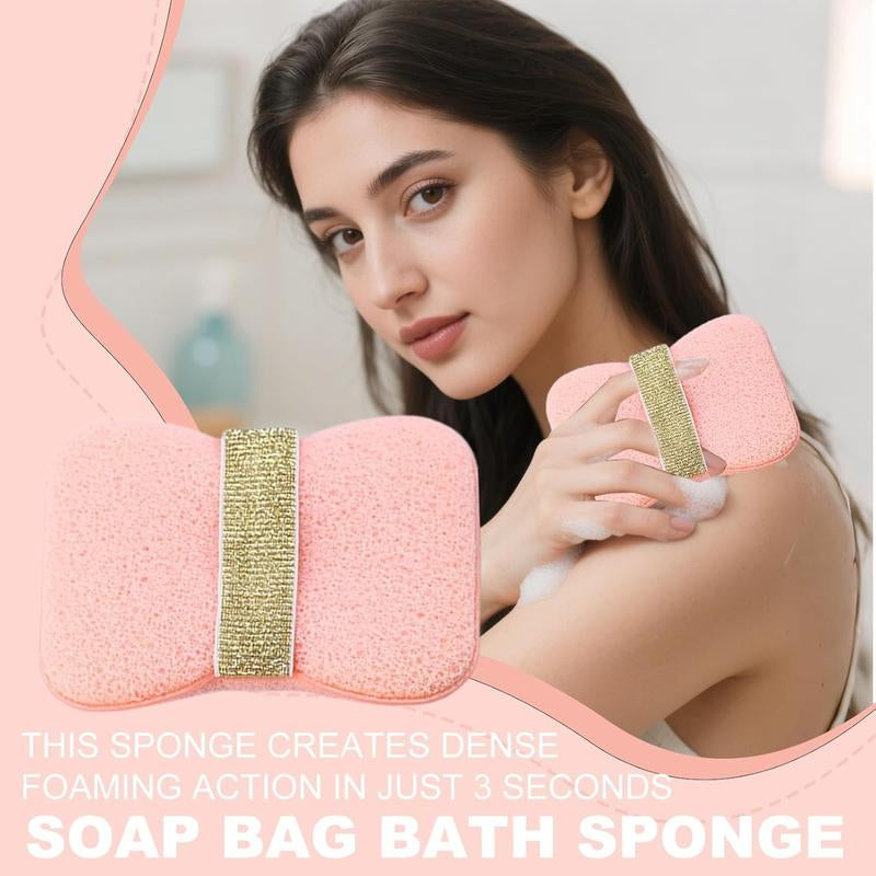 Soap Bags with Exfoliating Shower Sponges — Deep Cleansing Foaming Soap Holder with Hand Strap, Body Scrub for Smooth Skin, Suitable for Men & Women, Perfect for Bath & Shower