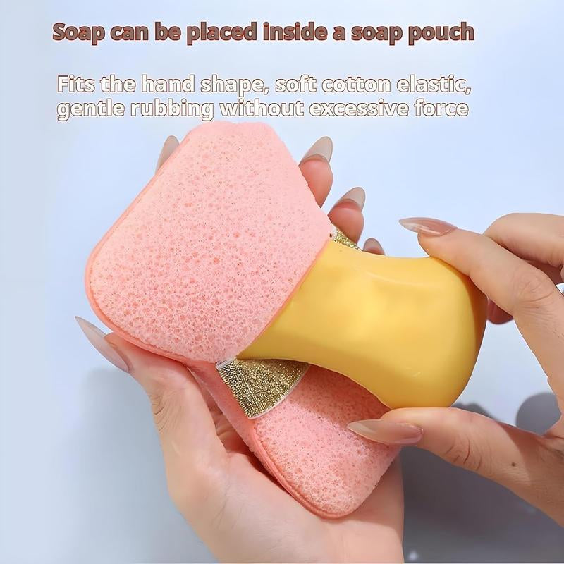 Soap Bags with Exfoliating Shower Sponges — Deep Cleansing Foaming Soap Holder with Hand Strap, Body Scrub for Smooth Skin, Suitable for Men & Women, Perfect for Bath & Shower