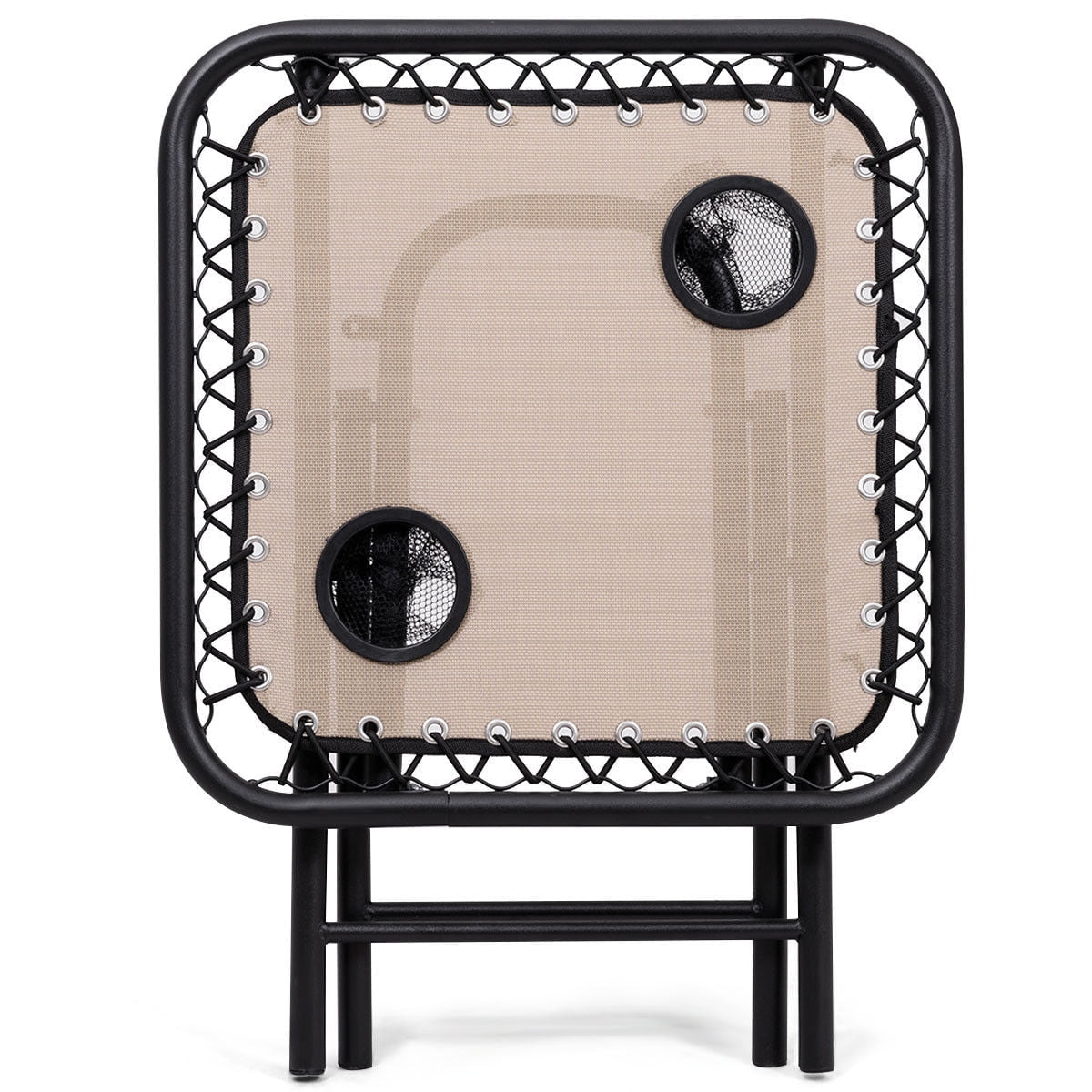 3PC Zero Gravity Reclining Lounge Chairs Pillows Table Portable Folding Beige