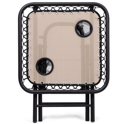 3PC Zero Gravity Reclining Lounge Chairs Pillows Table Portable Folding Beige