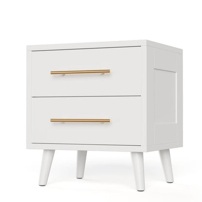 Gizoon Nightstand, Bedside Table with Metal Handles, Modern Wood Night Stand 2 Drawer Dresser for Bedroom, Black Furniture