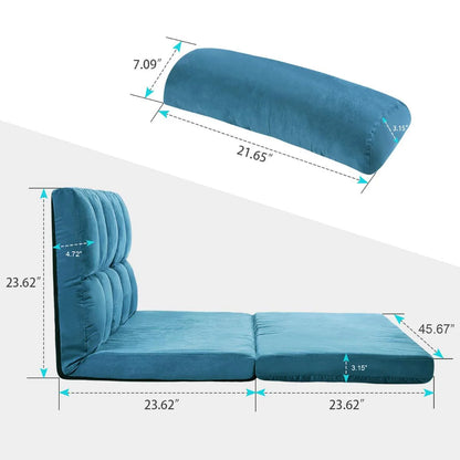Adjustable Modern Memory Foam Sofa Bed with Two Pillows, Blue/Brown
