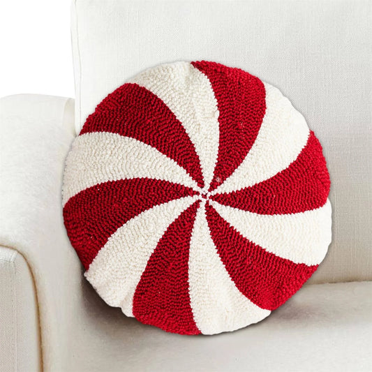 Christmas Candy Cane Pillow Christmas Throw Pillows Peppermint Pillows Red and White Christmas Decorations Cute Plush Pillow Christmas Decorative Lollipop Pillow for Couch Cushion