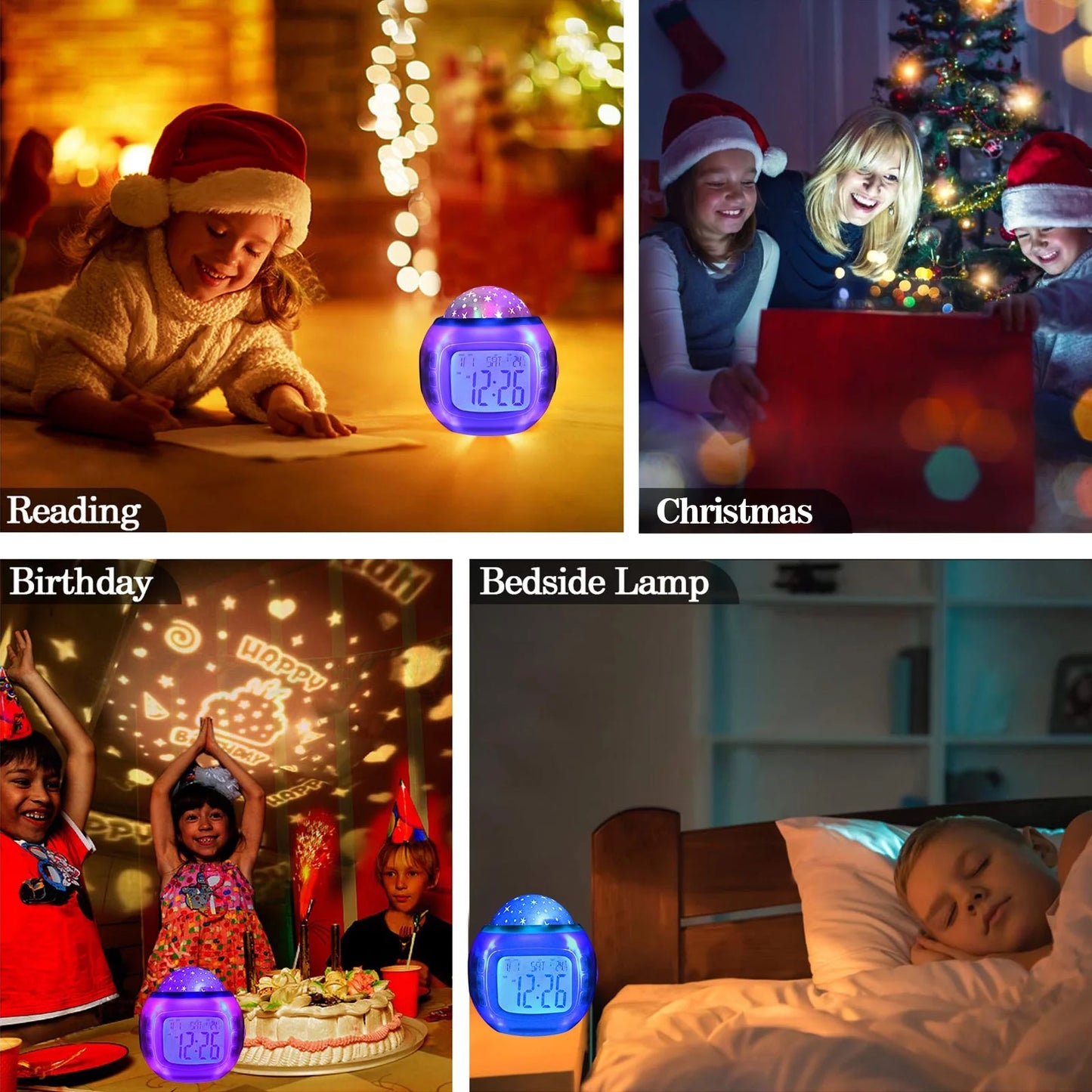 Alarm Clock,  Sleep Clock Starry Sky Night Light Star Projection Clock Music Digital Clock