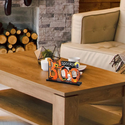 3Pcs Halloween Centerpieces for Tables Happy Indoor Table Decorations Pumpkin Table Centerpieces Wooden Boo Trick or Treat Sign for Halloween Party Indoor Tier Tray Room