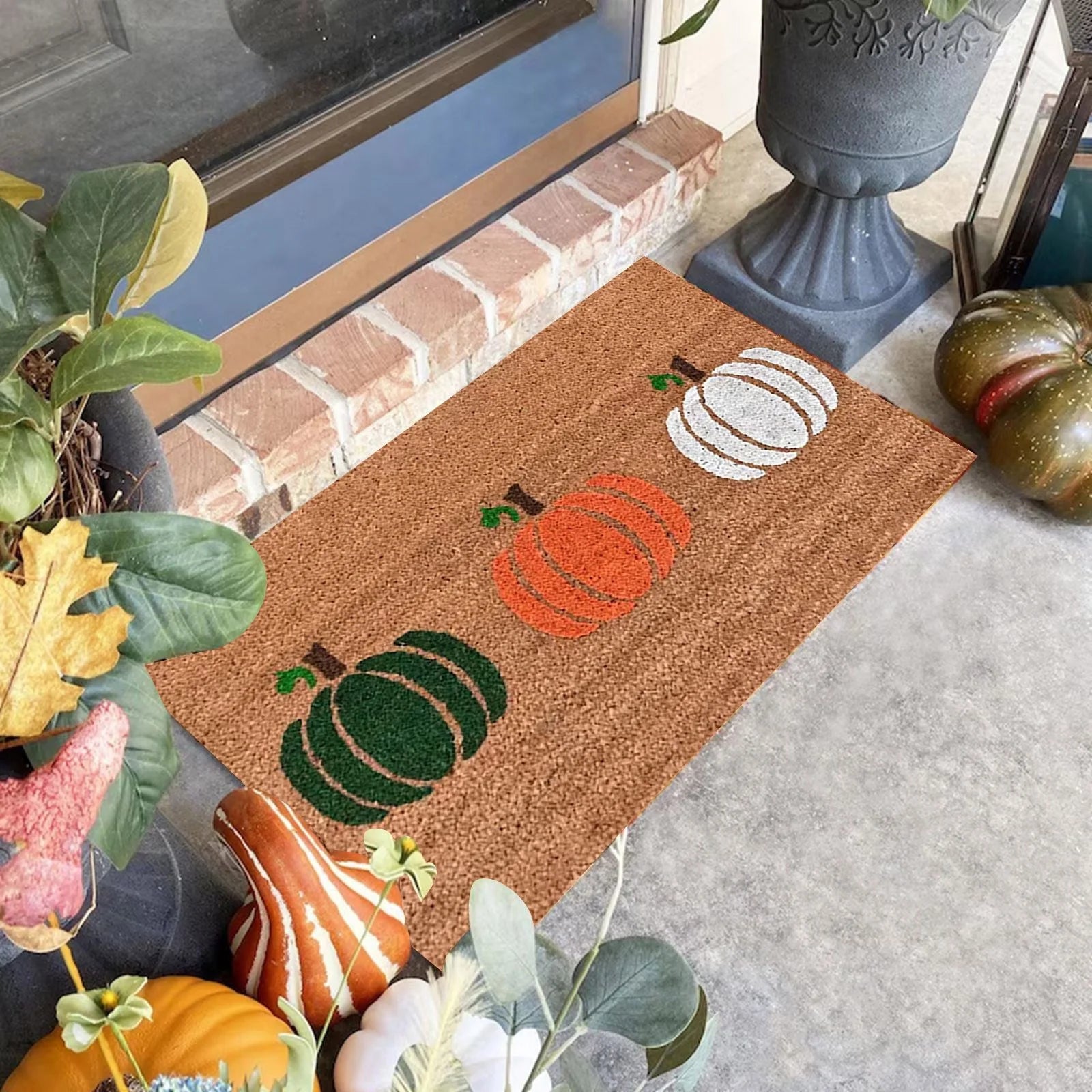 Pumpkin Area Rug Bright Pumpkin Floor Mats Slip Resistants Earth Floor Mats for Front Door Bathroom Kitchen Room 19.67×31.49In
